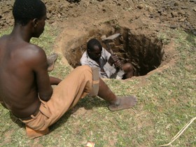 Digging a well at the new school site