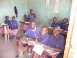 nostalgic photo of pupils in the old school. 